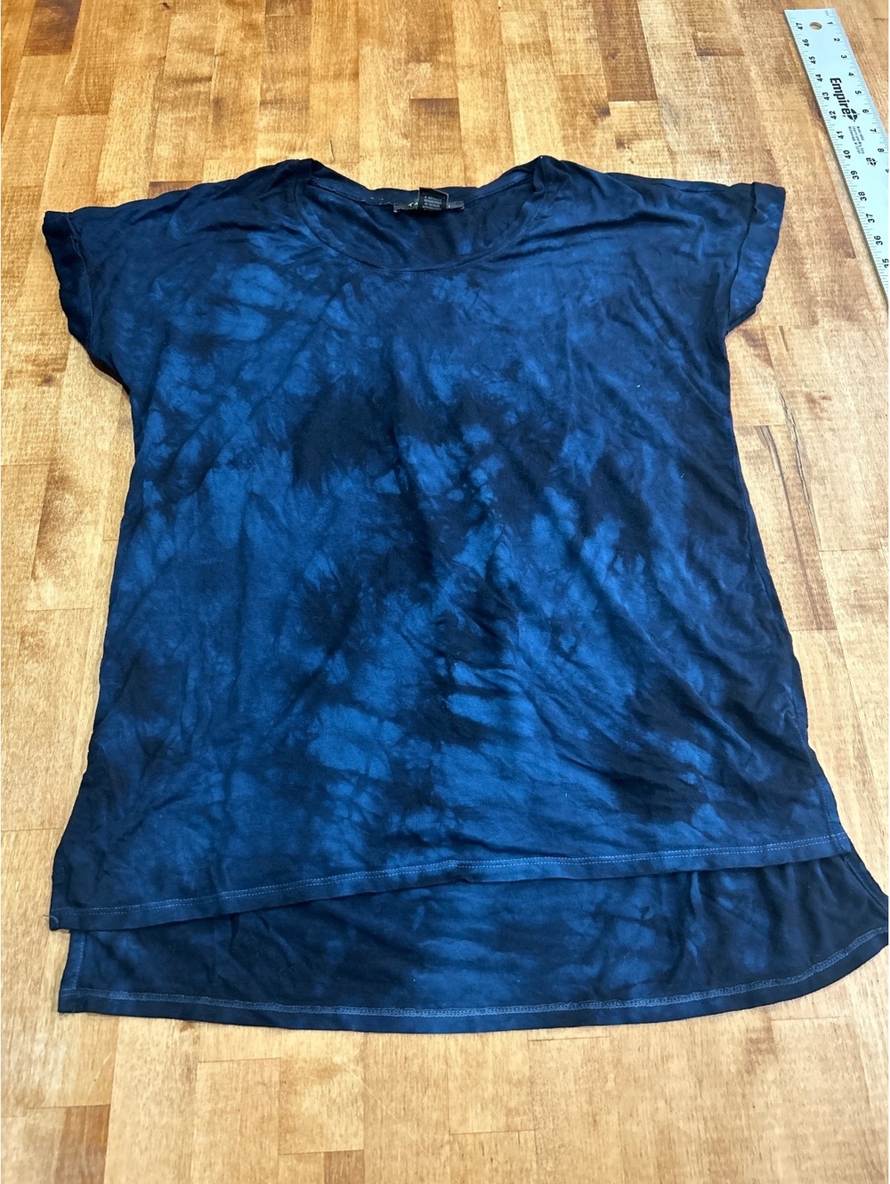 Tahari Women's Navy Blue Tie-Dye Short Sleeve T-Shirt XS